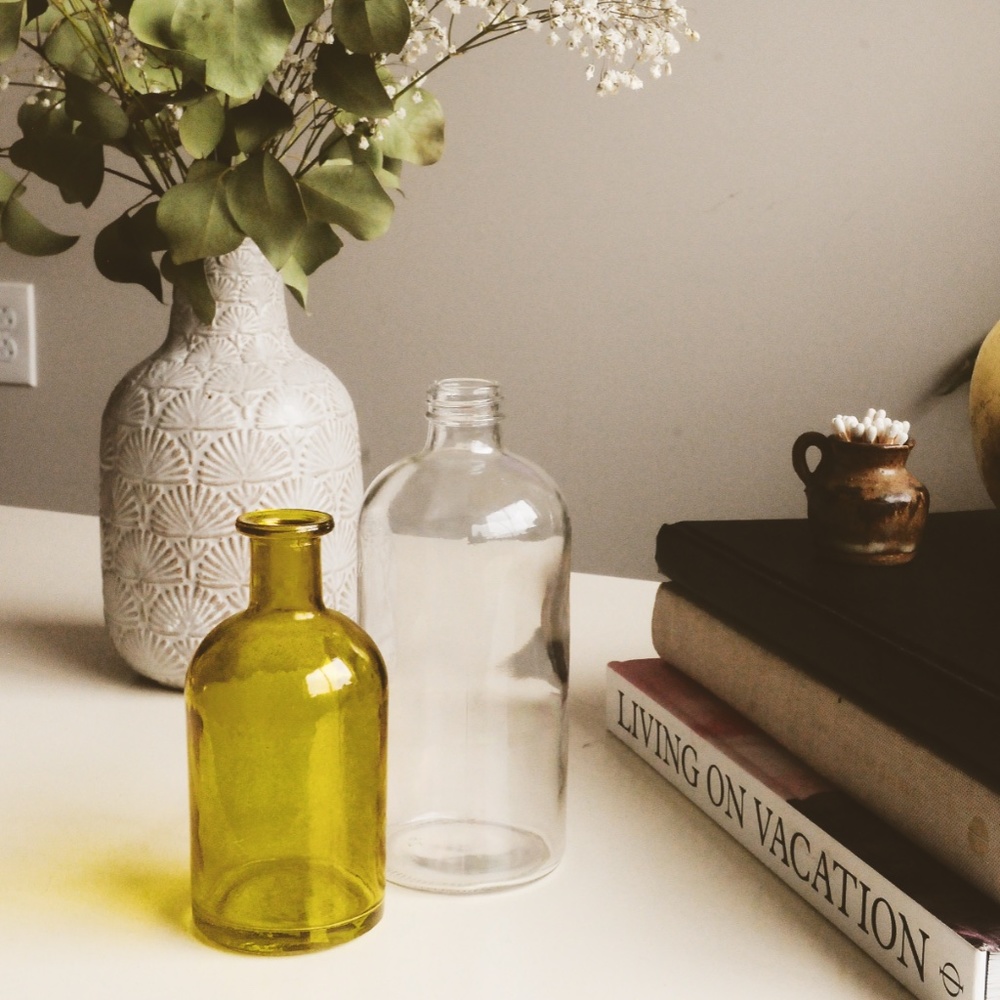 Glass Bottles or Flower Vases Set